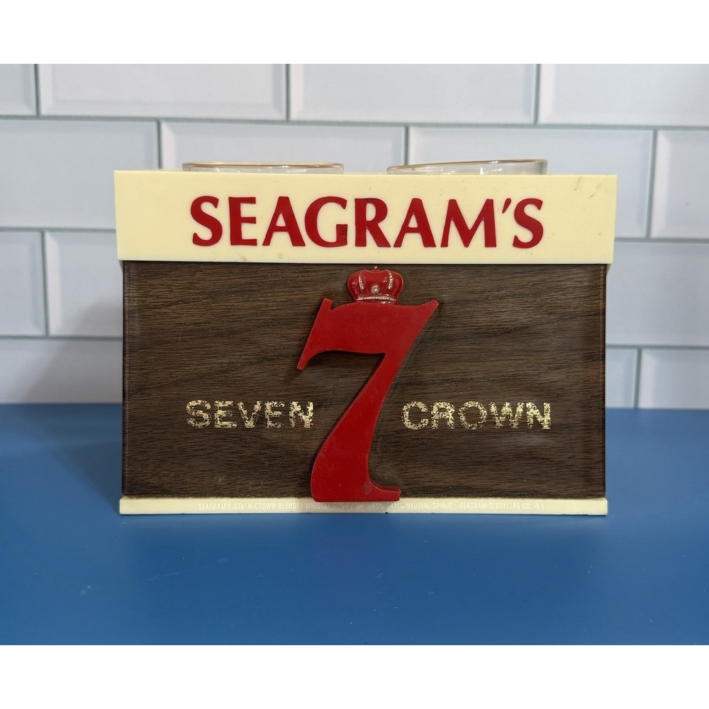 Seagram's 7 Seven Crown Whiskey Vintage Bar Swizzle Display 1970's Barware